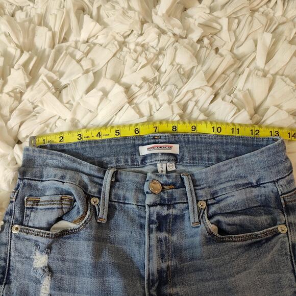 Good American Good Legs Jeans Womens 4/27 Light Wash Distressed Ripped Skinny - Picture 11 of 14
